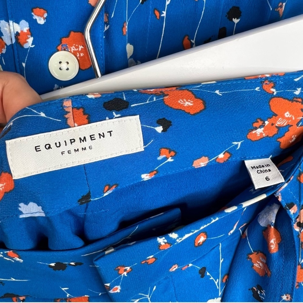 Equipment 2pc Set Floral Print Silk Top size XS Floral Silk Shorts size 6 - Picture 5 of 9